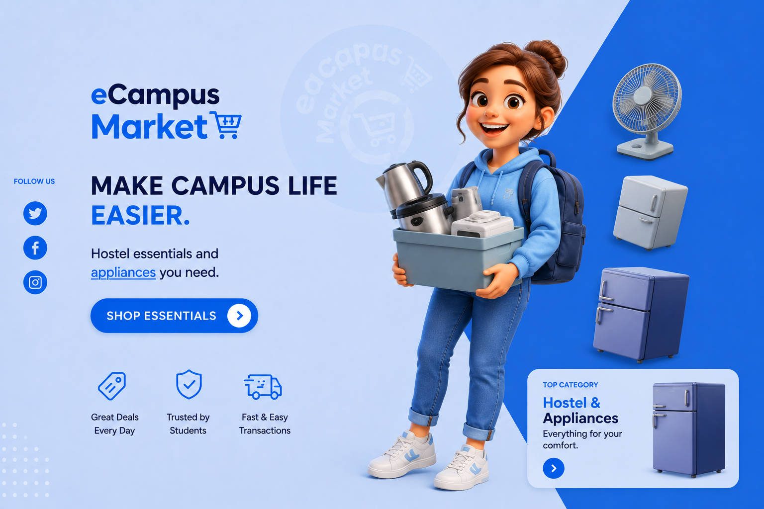 Student carrying hostel appliances