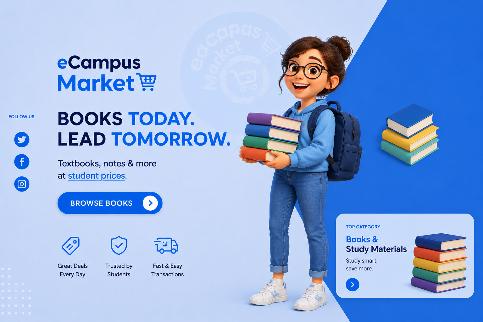 Student with textbooks