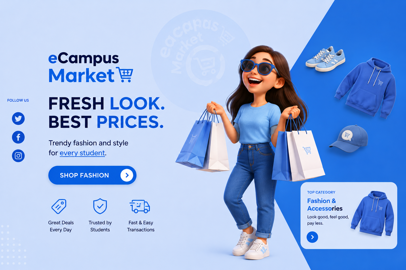 Student shopping for fashion