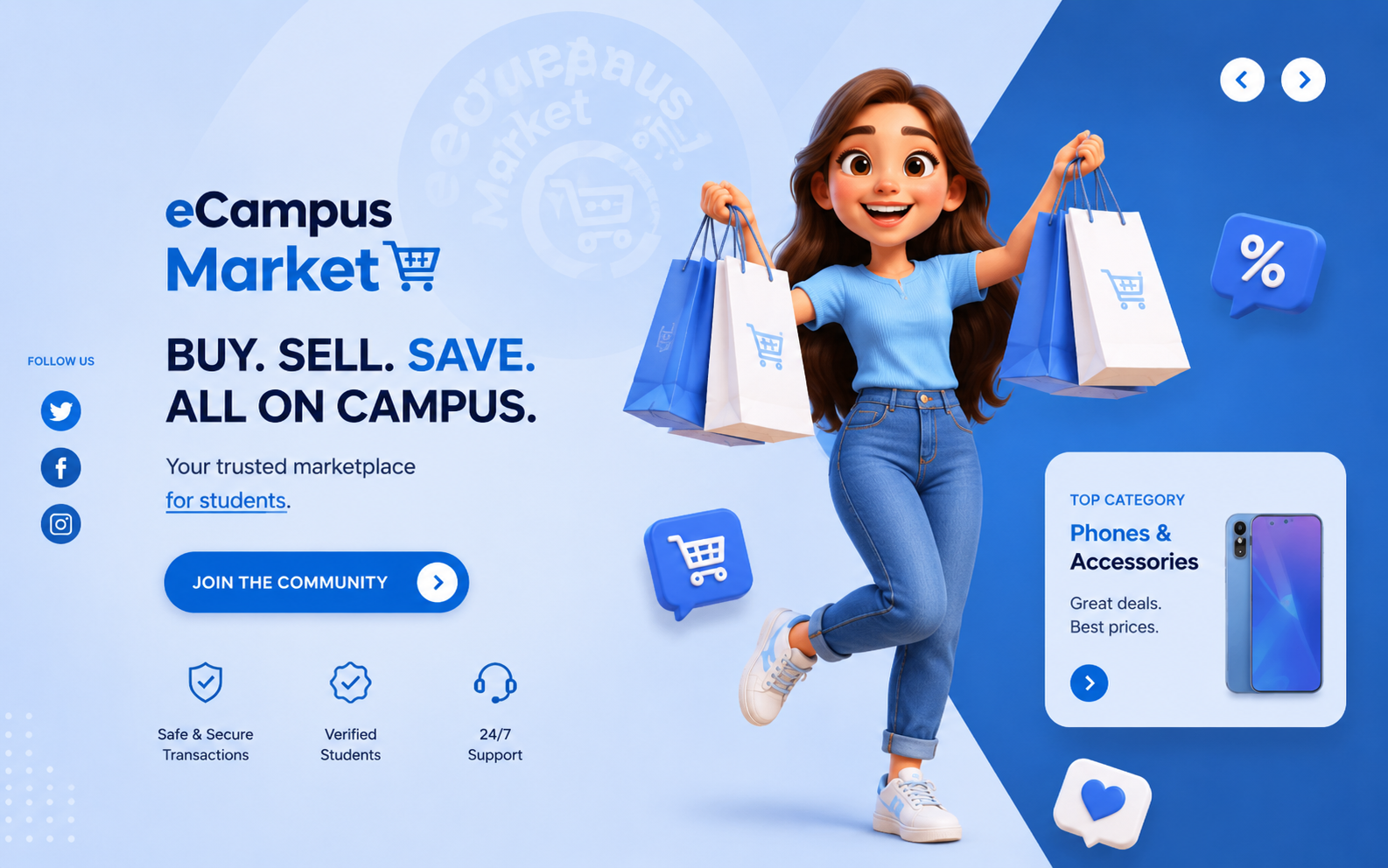 Students buying and selling on campus